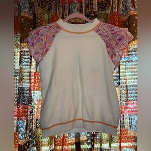 Fate Cream and Pink Flutter Sleeve Boxy Tee